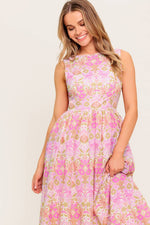 UNDER THE SUN PINK WOVEN MIDI DRESS
