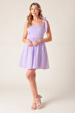 NIGHT TO REMEMBER LAVENDER WOVEN MINI DRESS