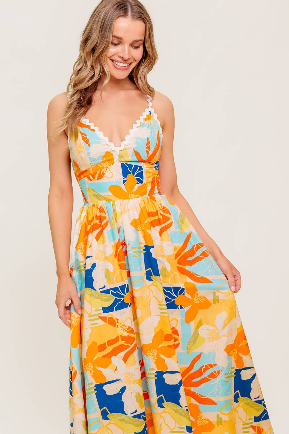 DAWN PETAL KISS WOVEN MIDI DRESS