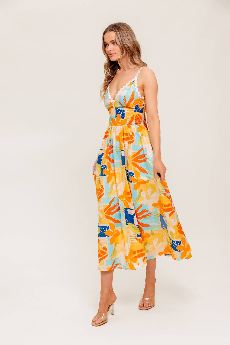 DAWN PETAL KISS WOVEN MIDI DRESS
