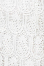 LOVING MENTALITY WHITE WOVEN LACE MIDI DRESS