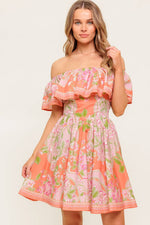 WHISPERING CORAL WOVEN MINI DRESS