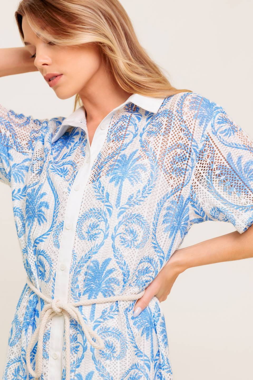 GENTLE SPIRIT WOVEN LACE MINI DRESS