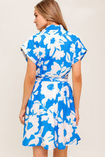 CITRUS CRUSH BLUE WOVEN MINI DRESS