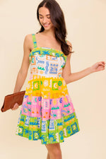 OUT OF OFFICE GREEN WOVEN MINI DRESS