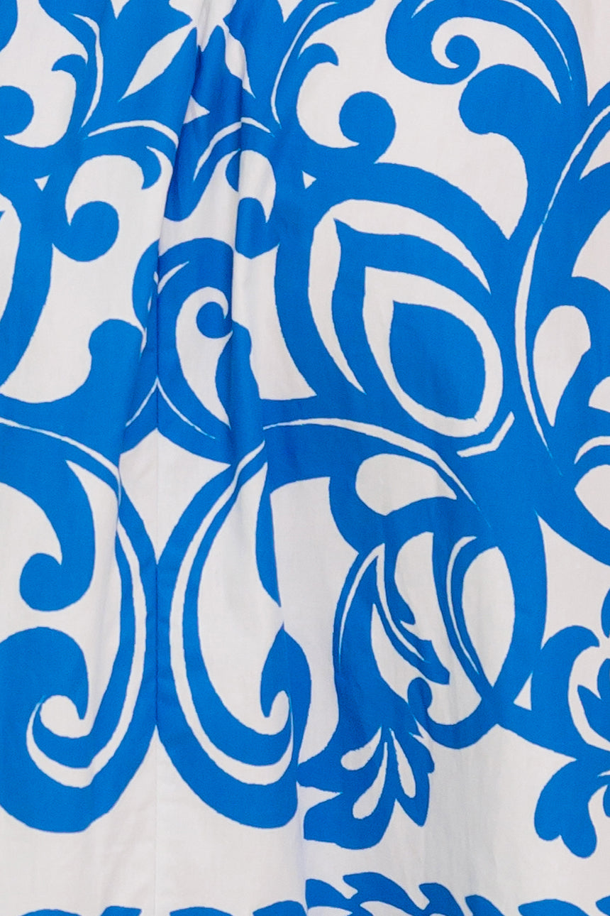 BLOOM SERENADE BLUE WOVEN MIDI DRESS