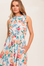 WHISPERING FLORA WOVEN MIDI DRESS