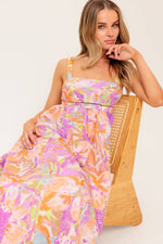 BREEZE SONG PINK WOVEN MIDI DRESS