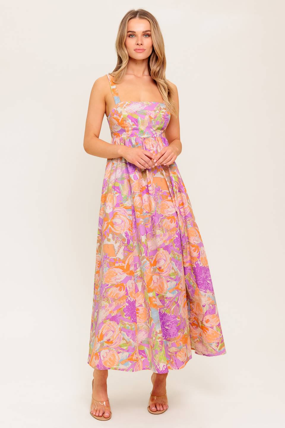 BREEZE SONG PINK WOVEN MIDI DRESS