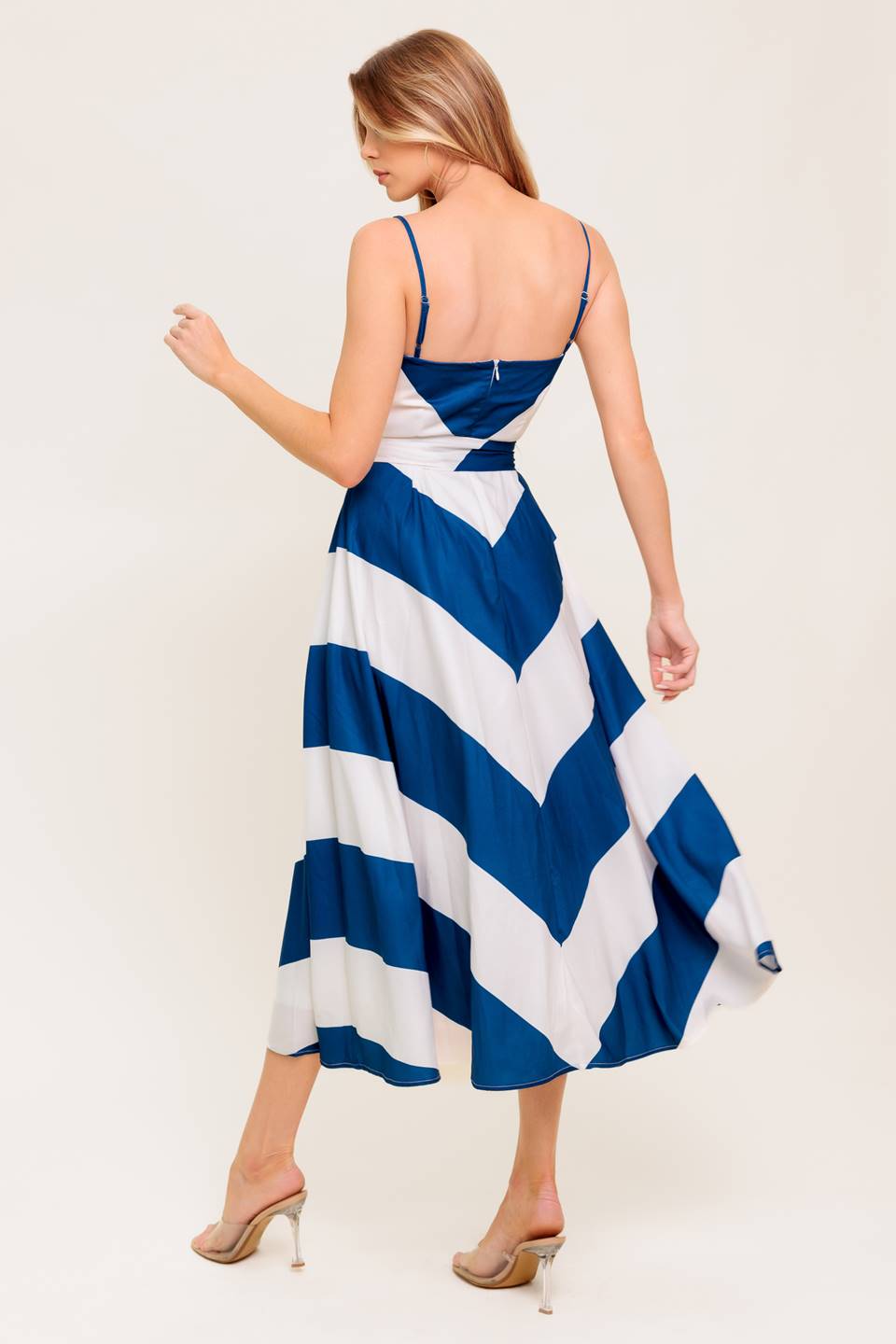 RADIANT HEART NAVY WOVEN MIDI DRESS