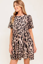 FOREVER YOURS LEOPARD WOVEN MINI DRESS