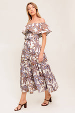 LILY GARDEN LAVENDER WOVEN MIDI DRESS