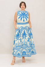 OCEAN PETALS WOVEN MIDI DRESS