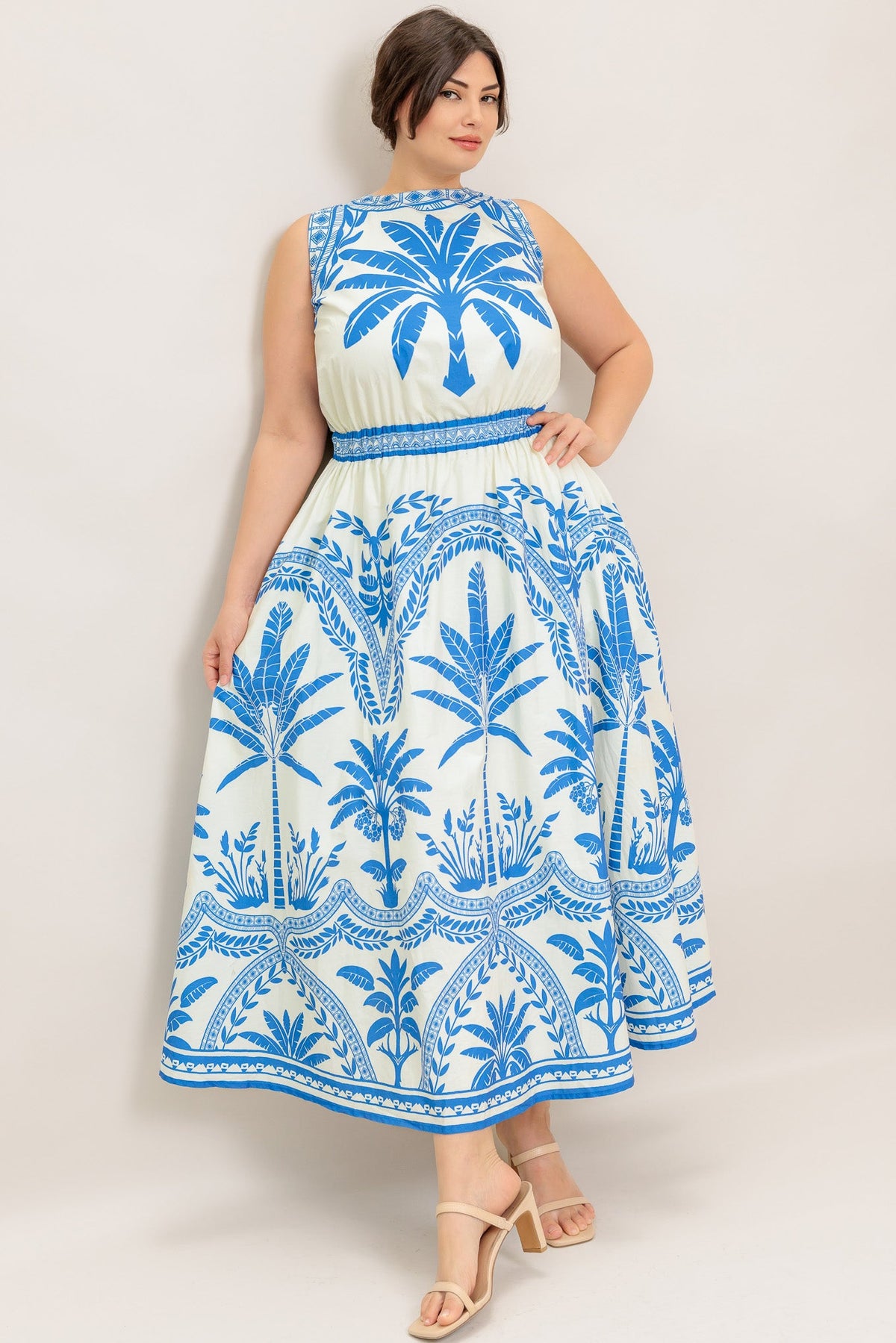 OCEAN PETALS WOVEN MIDI DRESS