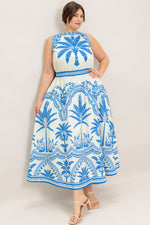 OCEAN PETALS WOVEN MIDI DRESS