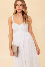 LOVE OF MINE IVORY EYELET MIDI DRESS