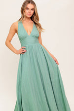 SUNSHINE ON MY MIND SAGE WOVEN MAXI DRESS