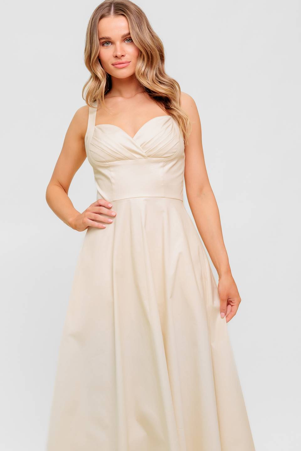 OCEAN SHEEN TENDER CREAM WOVEN MIDI DRESS