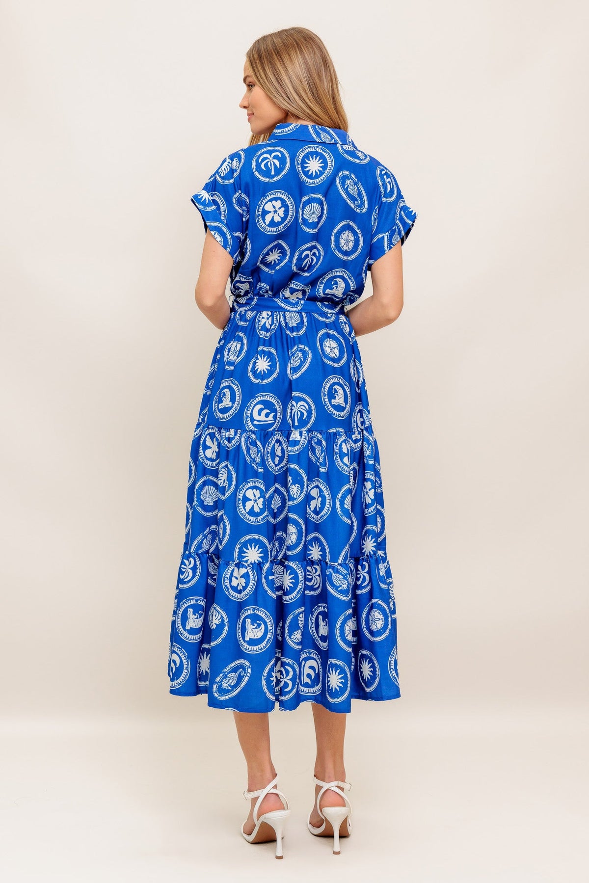 GREEK ISLE MEDALLION WOVEN MIDI DRESS