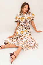 TROPICANA SUNSET WOVEN MIDI DRESS