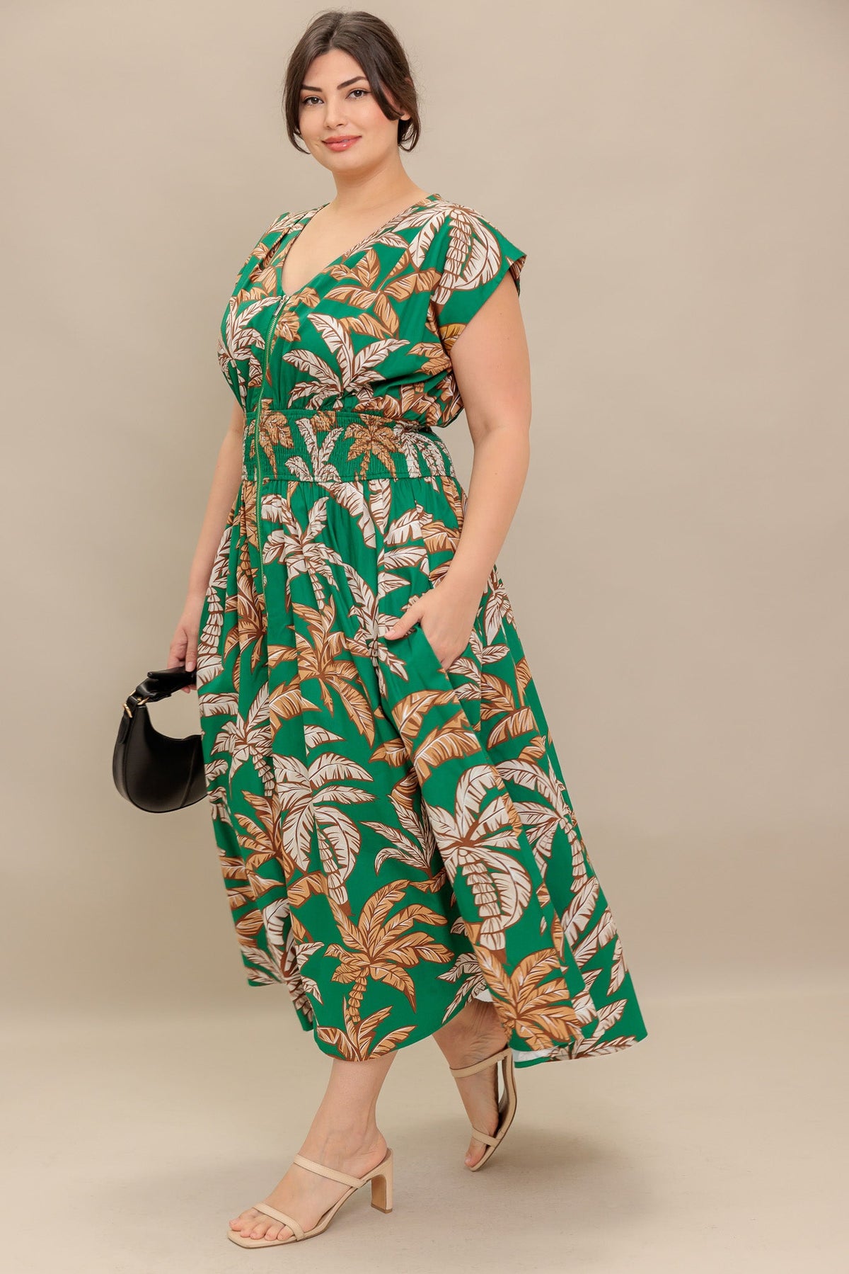 LUSH STILLNESS WOVEN MIDI DRESS