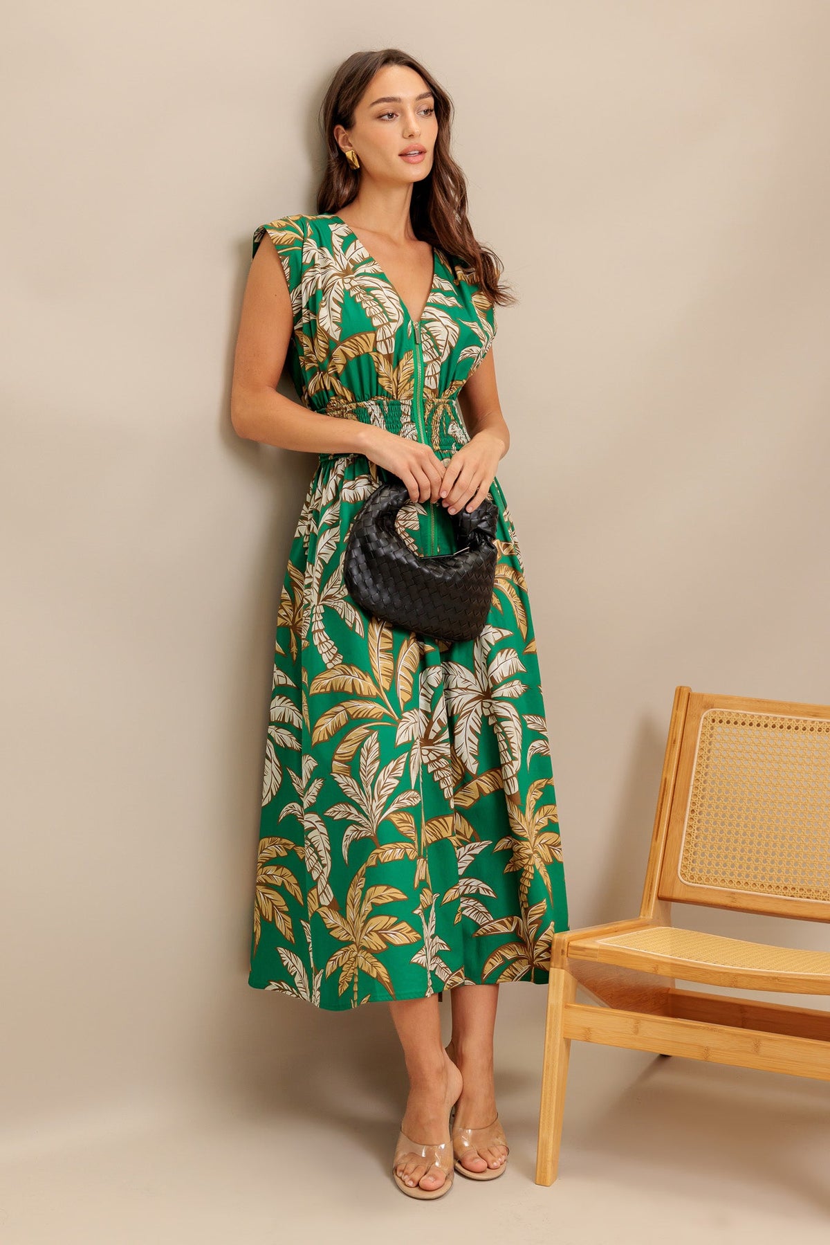 LUSH STILLNESS WOVEN MIDI DRESS