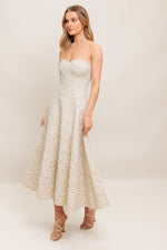 ELEGANT BLOSSOM WOVEN MIDI DRESS