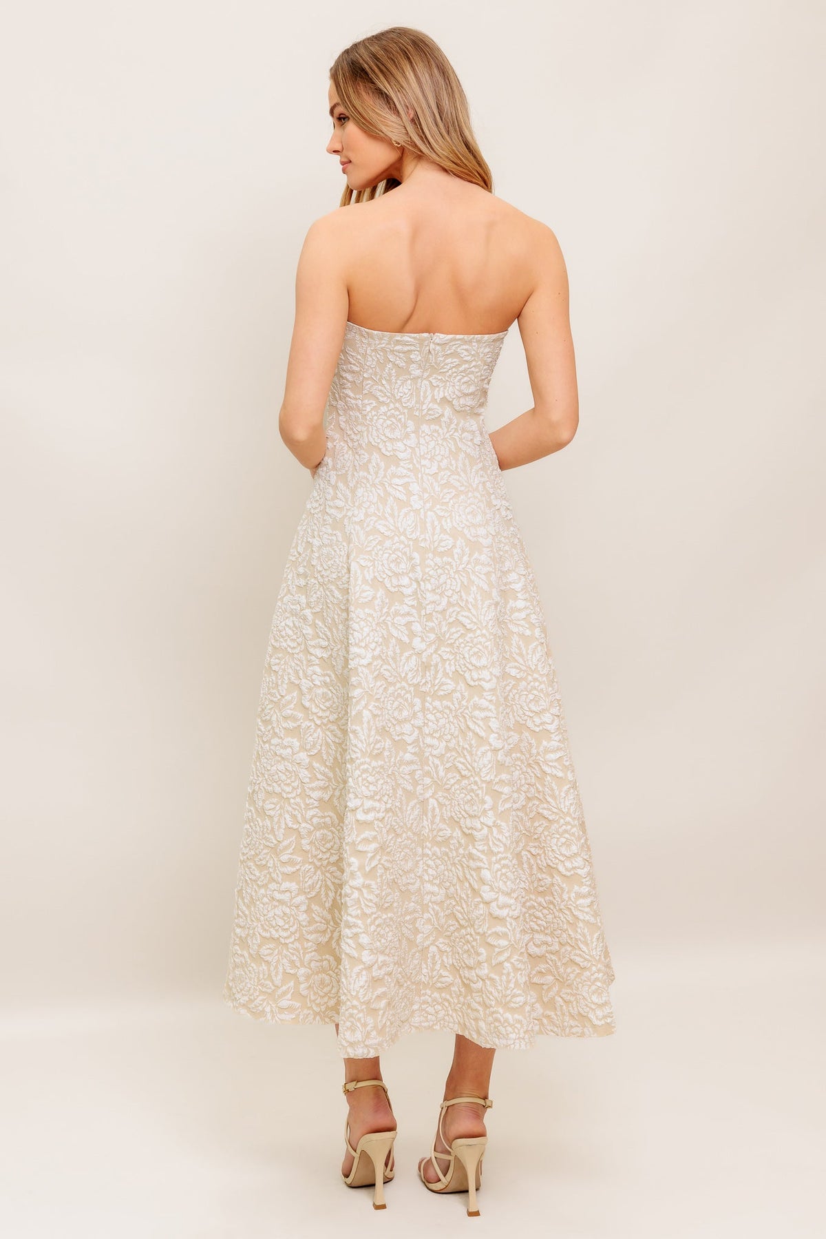 ELEGANT BLOSSOM WOVEN MIDI DRESS