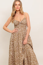 TENDER TOUCH TAUPE WOVEN MIDI DRESS