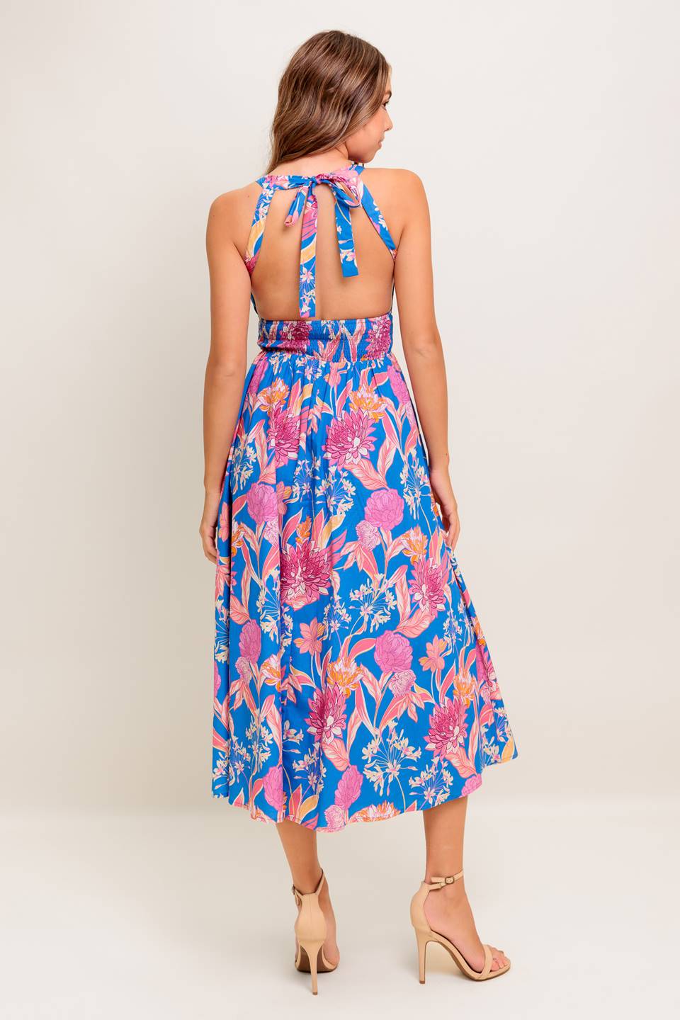SUN-KISSED FLOWER WOVEN MIDI DRESS