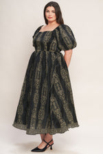 VINTAGE SQUARE WOVEN MIDI DRESS