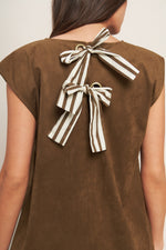 QUIET LUXURY EDGE FAUX SUEDE MIDI SHIFT DRESS