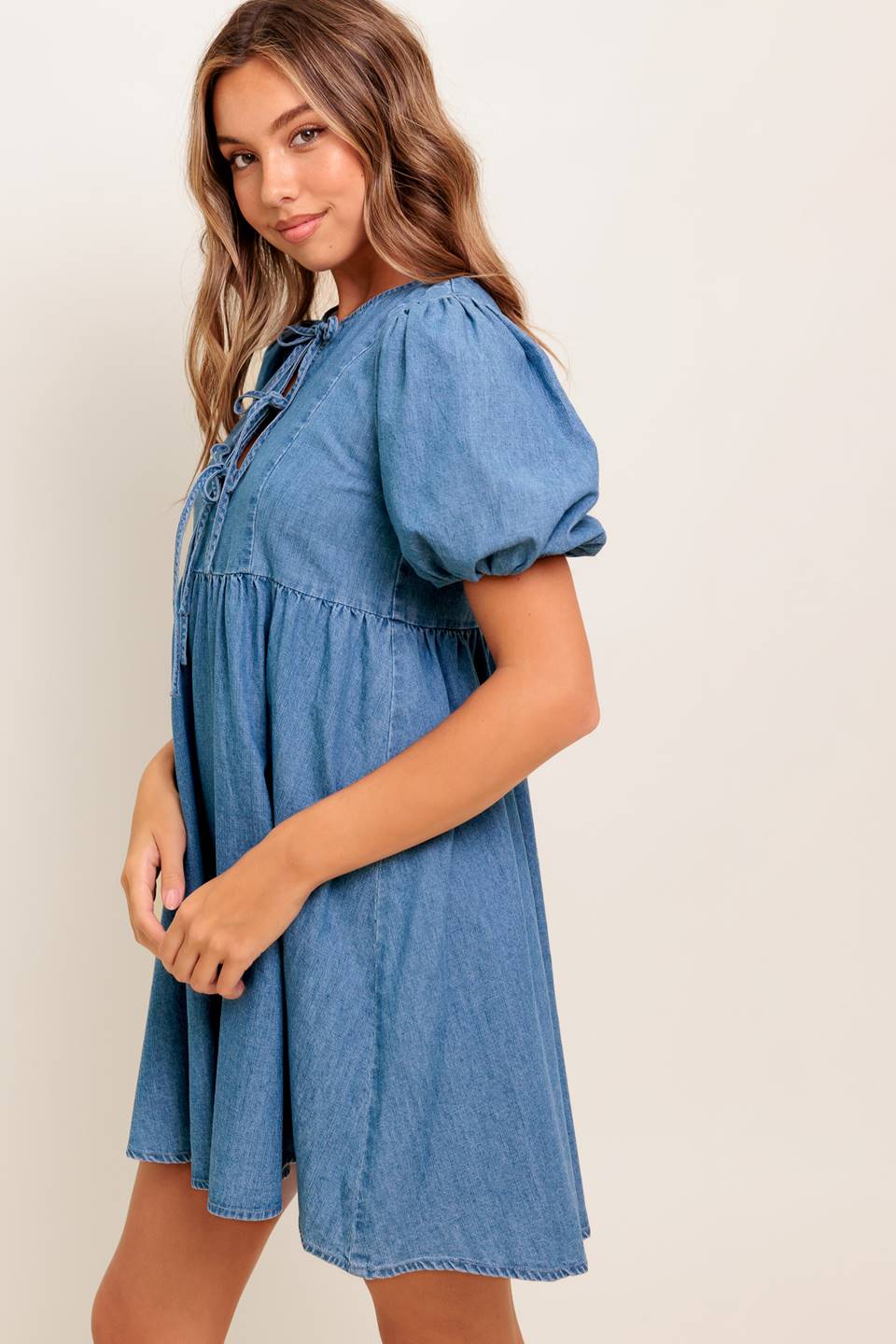 SUNSET GETAWAY DENIM MINI DRESS