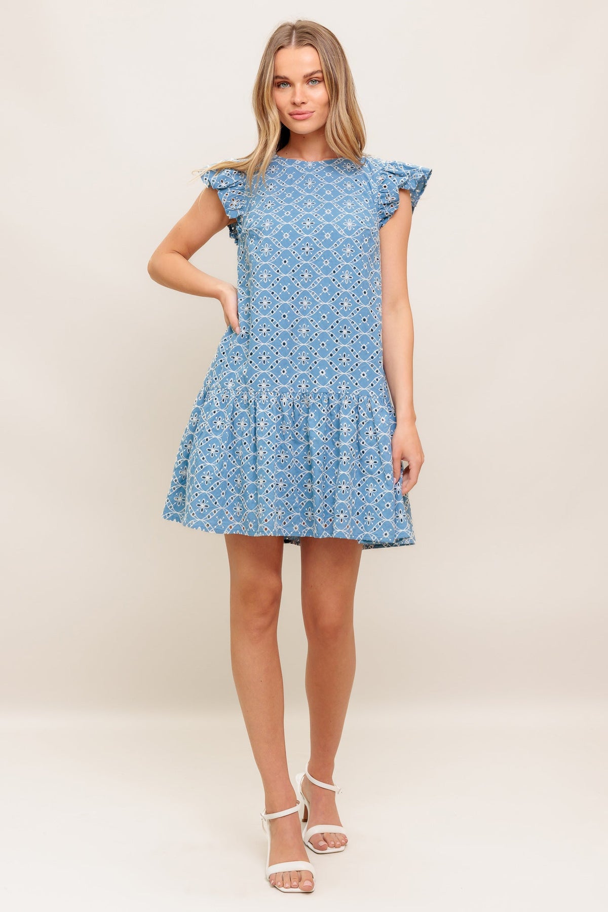 CUPCAKE SMILE WOVEN EYELET BABYDOLL DRESS