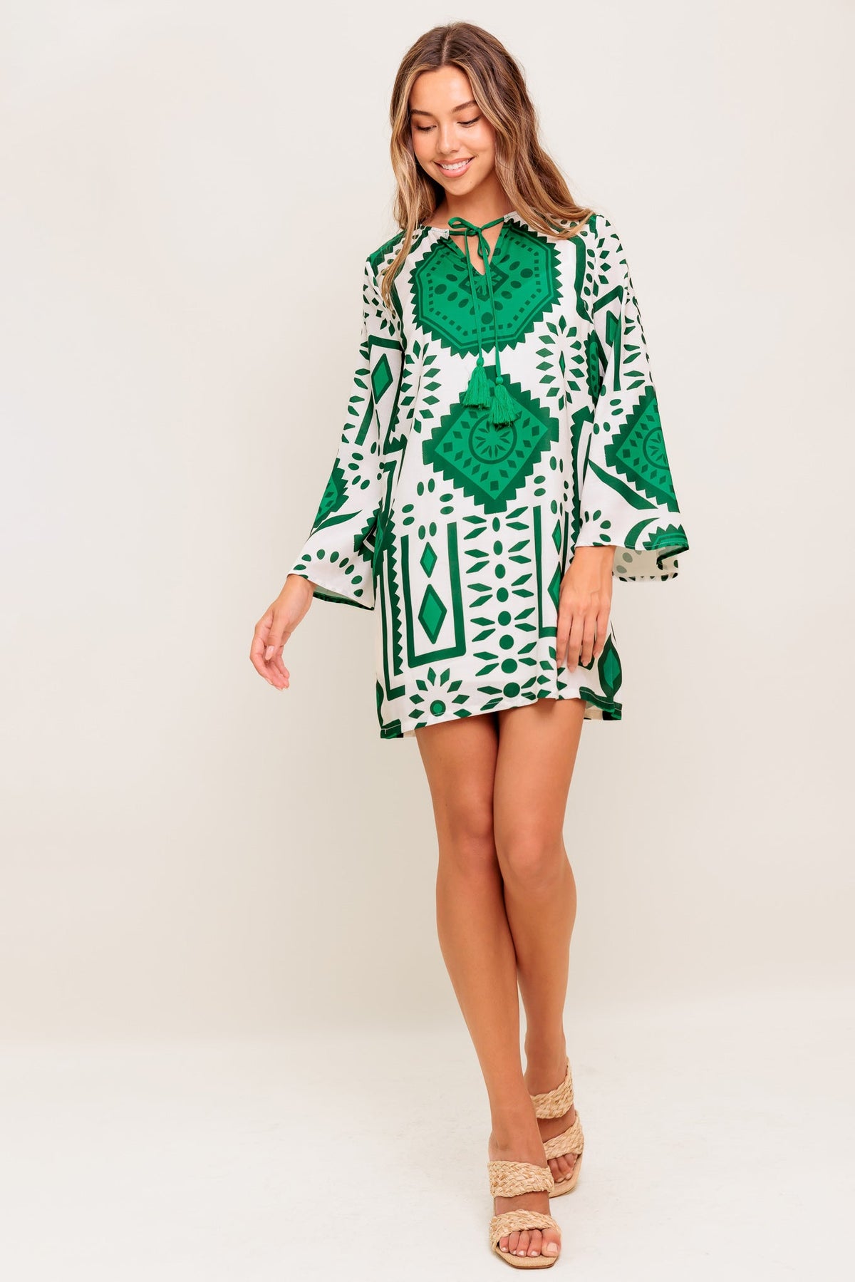 EMERALD TERRA TUNIC WOVEN MINI DRESS