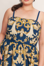 IMPERIAL BLOOM BLUE WOVEN MIDI DRESS