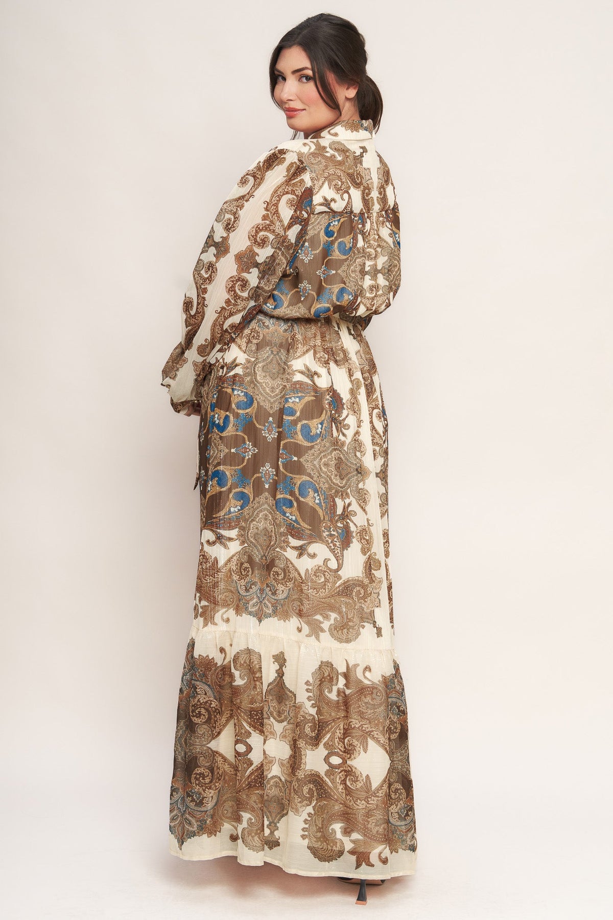 BOHEMIAN TAPESTRY BROWN WOVEN MAXI DRESS