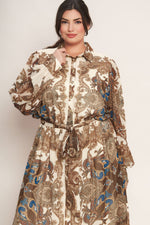 BOHEMIAN TAPESTRY BROWN WOVEN MAXI DRESS