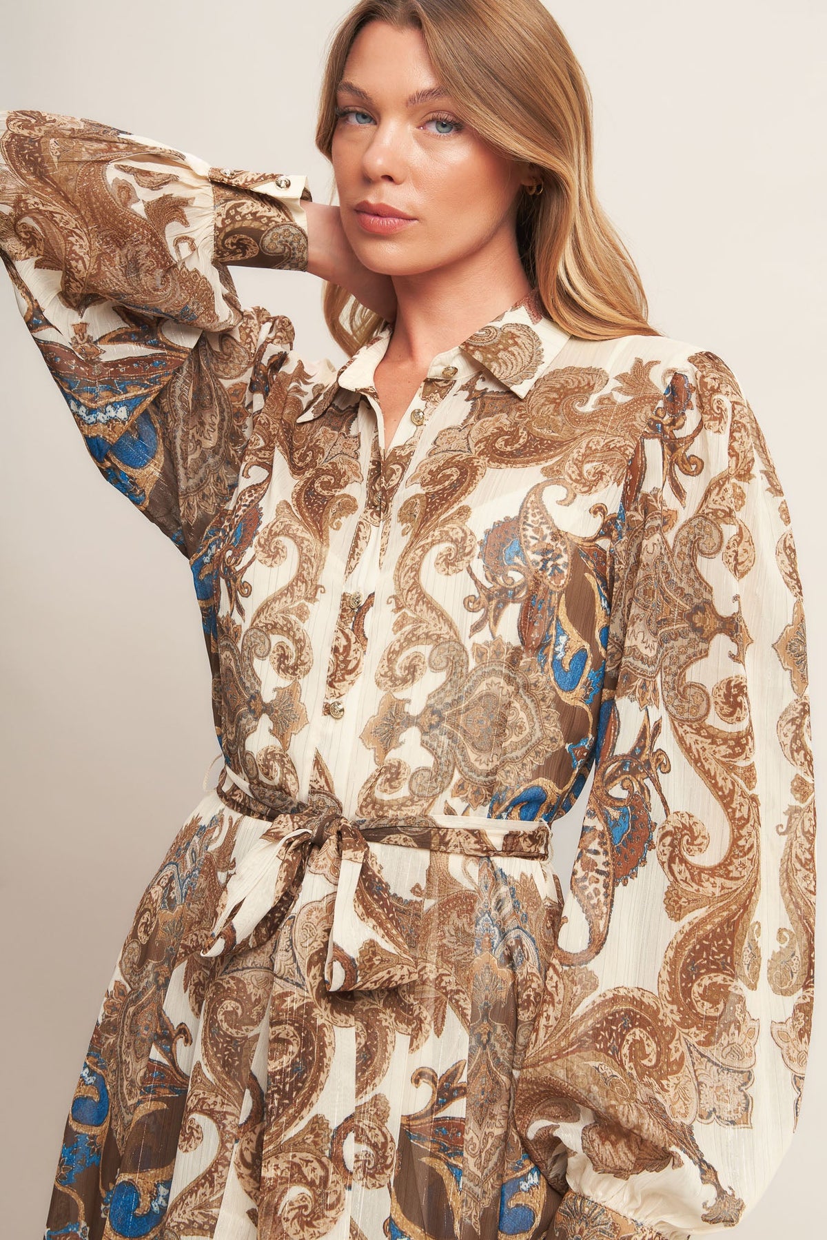 BOHEMIAN TAPESTRY BROWN WOVEN MAXI DRESS