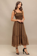 CHECKED DAYDREAM WOVEN MIDI DRESS