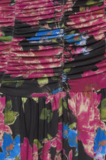 NIGHT FLORIST POWER MESH MAXI DRESS