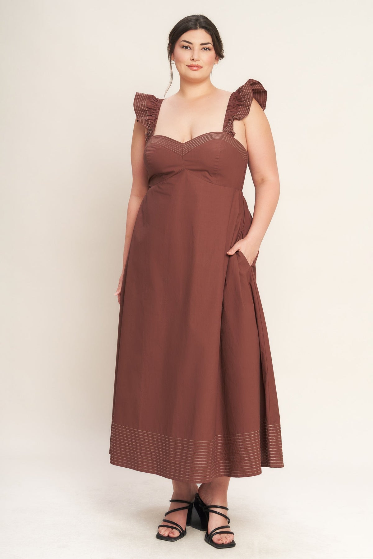 TUSCAN SUNSET WOVEN MIDI DRESS
