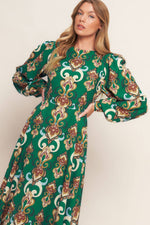 MODERN RETRO BLOOM WOVEN MIDI DRESS