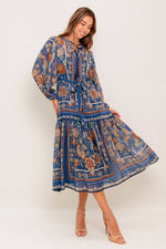 BOHEMIAN TAPESTRY WOVEN MIDI DRESS