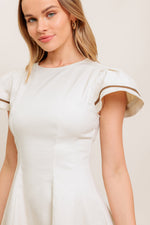 CREAM MILK TEA WOVEN MINI DRESS