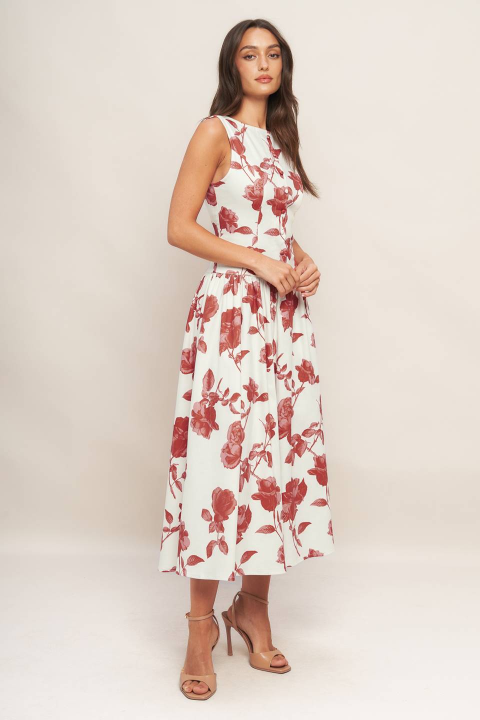 ROMA FLORAL WOVEN MIDI DRESS