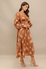CARAMEL SUNSET WOVEN MIDI DRESS