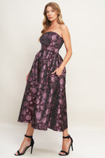 AUBERGINE CHIC JACQUARD WOVEN MIDI DRESS