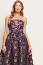 AUBERGINE CHIC JACQUARD WOVEN MIDI DRESS