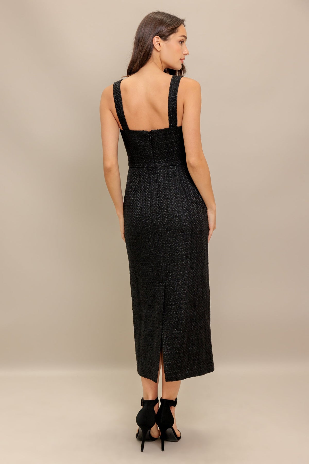 TWEED NOUVELLE WOVEN MIDI DRESS